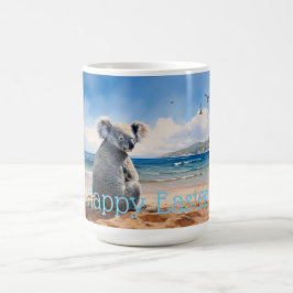Taza De Café Koala viendo el océano Feliz Pascua