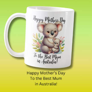 Taza De Café Koala y su bebé Feliz Día de la Madre Mejor Mamá A