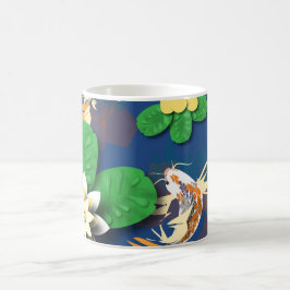 Taza De Café Koi Carp y Lotus Flowers
