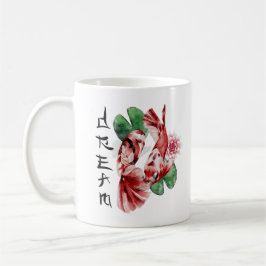 Taza De Café Koi Fish Estilo Japonés Script Arte Oriental