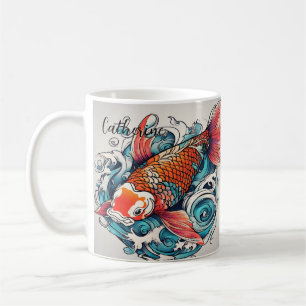 Taza De Café Koi Fish, hermosa carpa japonesa, personalizada