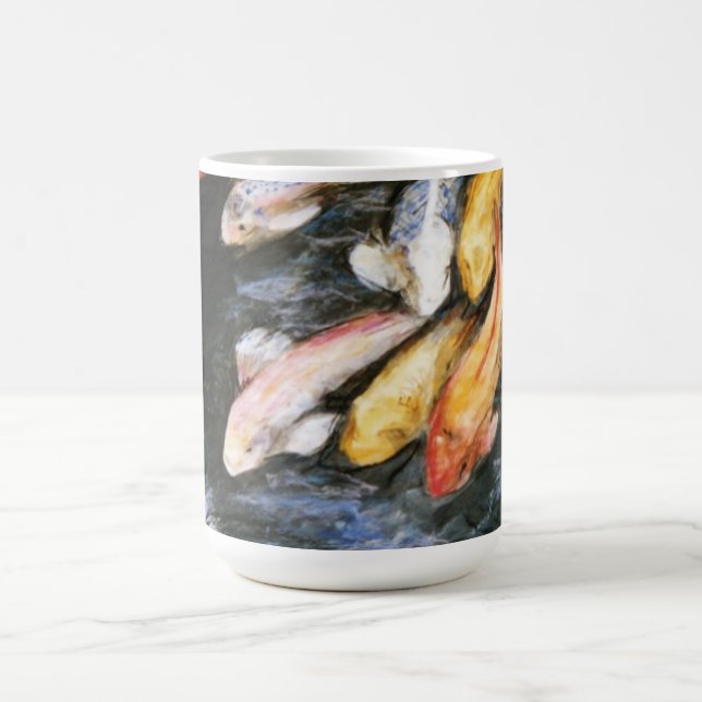 Taza De Café Koi Fish Pond Art Painting Mug (Centro)