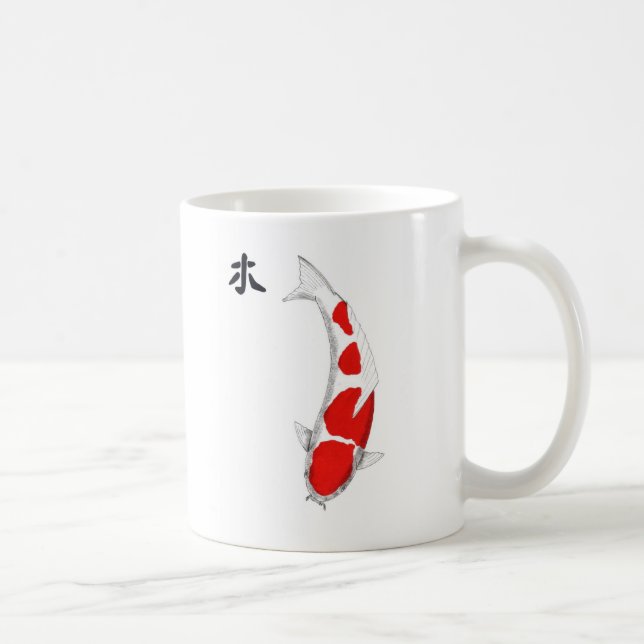 Taza De Café Koi Kohaku Feng Shui Wood japonés (Derecha)