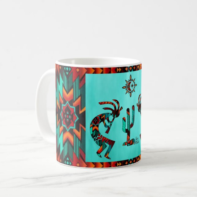 Taza De Café Kokopelli Y Cactus (Anverso izquierdo)