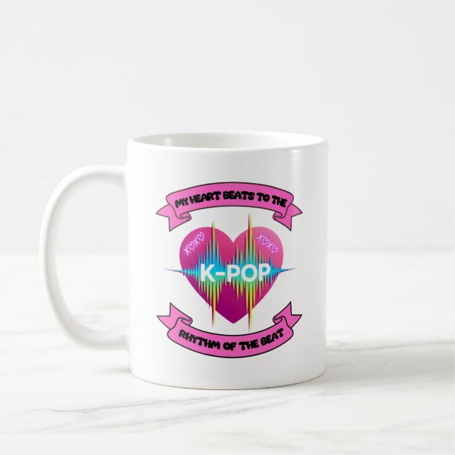 Taza De Café KPop Heart Sound Rhythm Music Beat Fan Design (Izquierda)