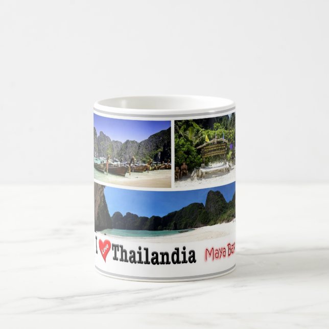 Taza De Café Krabi - Bahía Maya - Tailandia - Me encanta - (Centro)