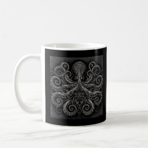 Taza De Café Kraken Steampunk Octopus Ornate Black