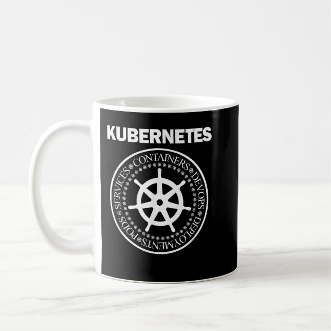 Taza De Café Kubernetes devops programador de contenedores (Izquierda)