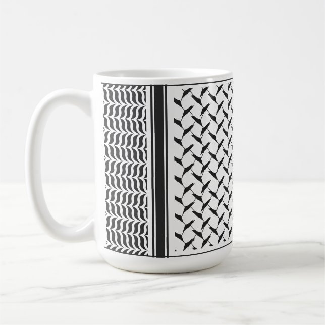 Taza De Café Kuffiya jordano palestino blanco y negro (Izquierda)
