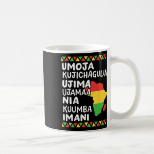 Taza De Café Kwanzaa Siete principios Mapa africano Orgullo neg