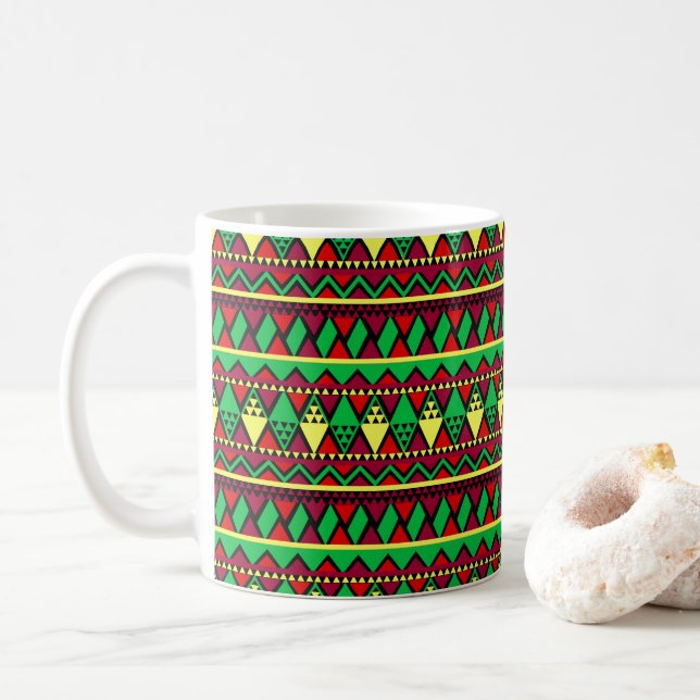 Taza De Café Kwanzaa Verde amarillo rojo negro (Con donut)