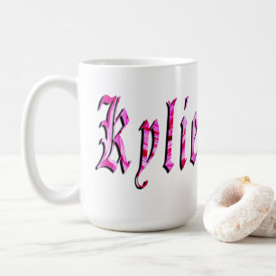 Taza De Café "Kylie" Floral Rosa Nombre Kylie,
