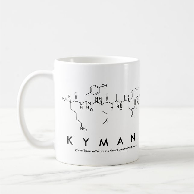 Taza De Café Kymani peptide name mug (Izquierda)