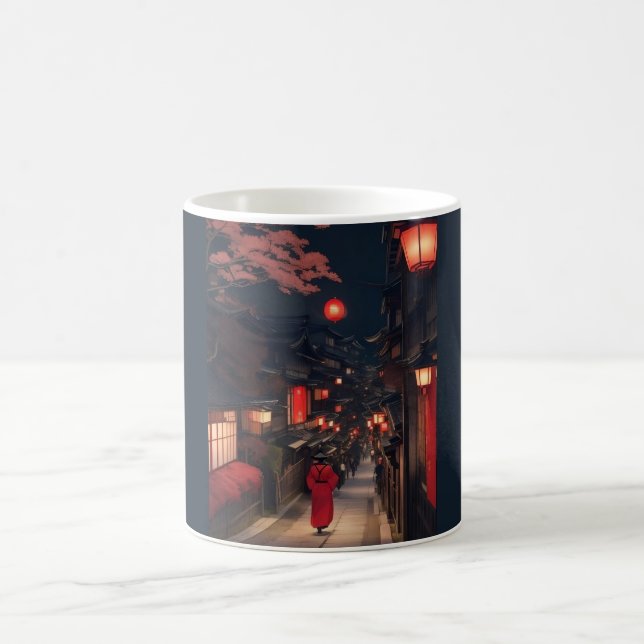 Taza De Café Kyoto Night Lantern Walk Mug (Centro)
