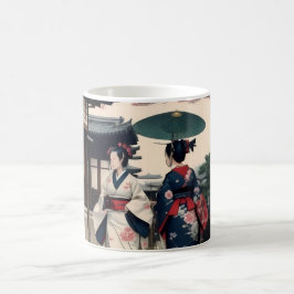 Taza De Café Kyoto Spring Walk Kimono Mug – Cherry Blossom Scen