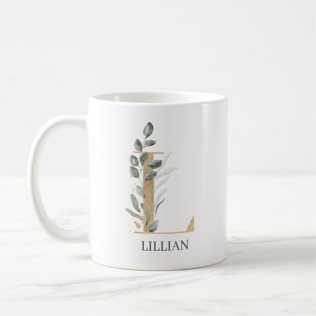 Taza De Café L Monograma Café Personalizado Floral Mug (Izquierda)