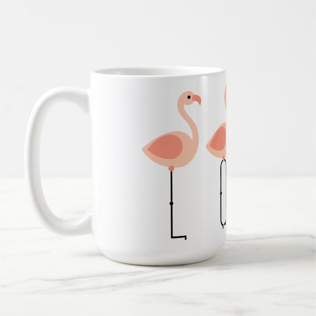 Taza De Café L-O-V-E Flamingos - Flamingo rosado AMAR Café Mug (Izquierda)