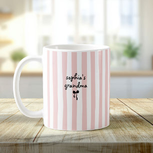 Taza De Café La Abuela del Nuevo Bebé Nombre Personalizado Raya