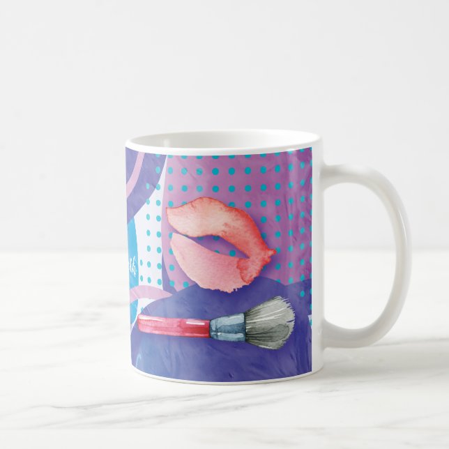 Taza De Café La acuarela del monograma compone los labios del (Derecha)