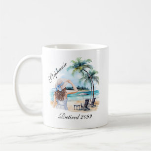 Taza De Café La acuarela temática de la playa de retiro de las