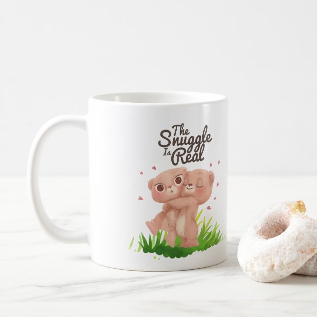 Taza De Café La acurrucarse es un abrazo de oso muy lindo (Con donut)