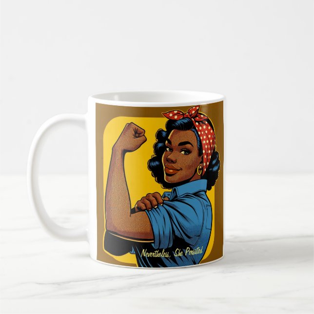 Taza De Café La afroamericana Rosie the Riveter - Sin embargo (Izquierda)