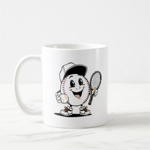 Taza De Café La alegre mascota de tenis y béisbol
