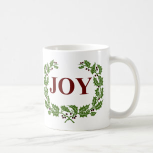 TAZA DE CAFÉ LA ALEGRÍA DE LA IRA DE ACEBO Y BAYAS DE NAVIDAD