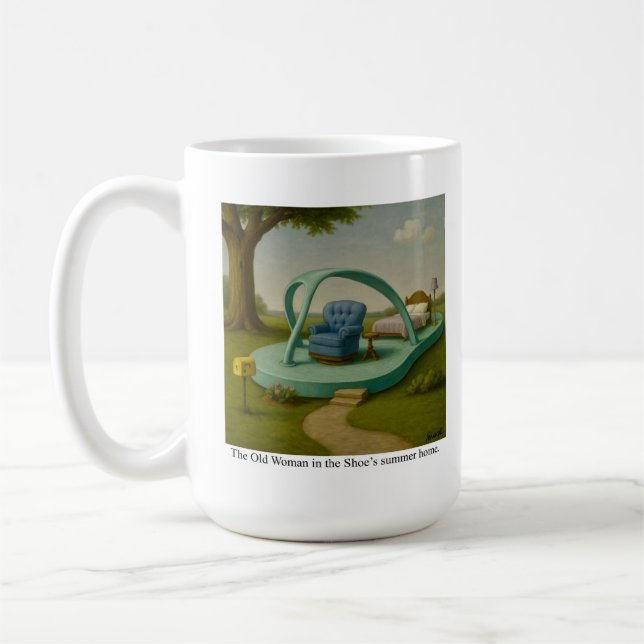 Taza De Café La anciana en la casa de verano del zapato. (Izquierda)