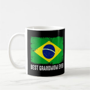 Taza De Café La angustiada bandera de Brasil mejor abuela jamás