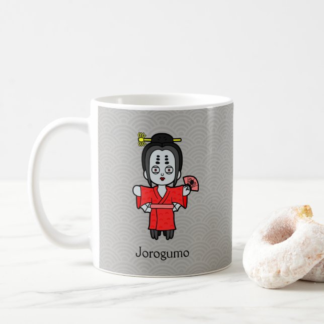 Taza De Café La araña japonesa Jorogumo: Personalizado Yokai (Con donut)