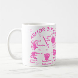 Taza De Café La armadura de Dios blanco y rosado