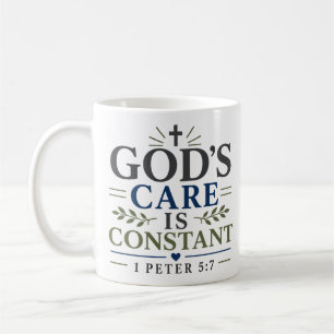 Taza De Café La atención de Dios es una fe cristiana minimalist