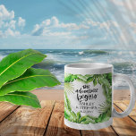 Taza De Café La aventura comienza con los nombres de los Bodas<br><div class="desc">Verdor tropical "The Adventure Begins" nombre de la pareja y diseño de citas bodas.</div>