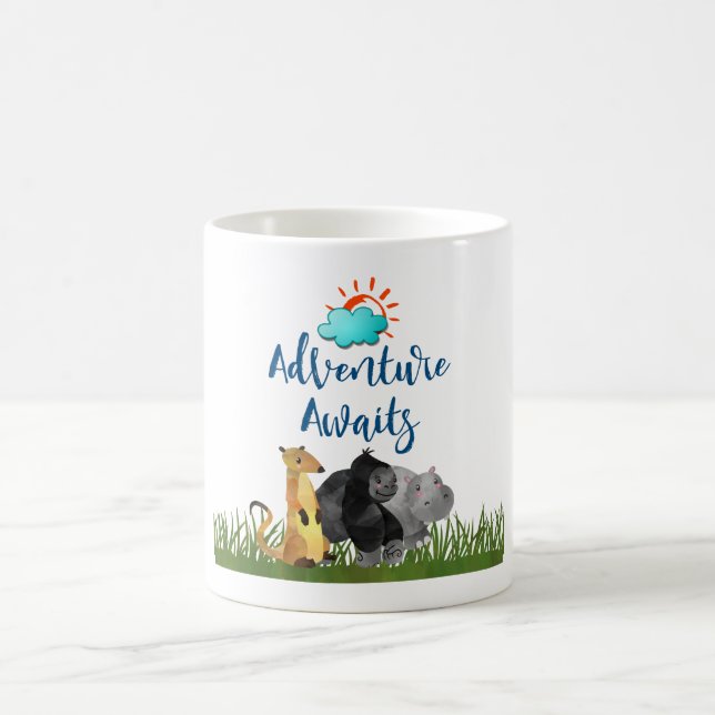 Taza De Café La aventura espera a los animales de la jungla Saf (Centro)