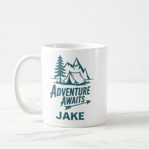 Taza De Café La aventura espera café de camping personalizado