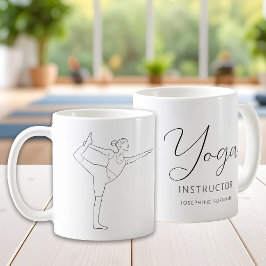 Taza De Café La bailarina de Yoga Pose Black Simple Line Art