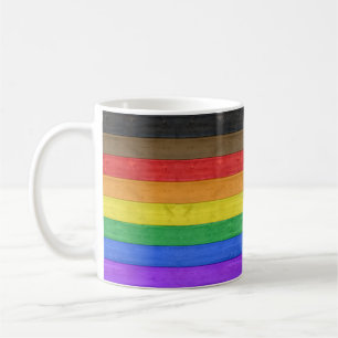 Taza De Café La bandera del orgullo gay inclusivo de SlipperyJo