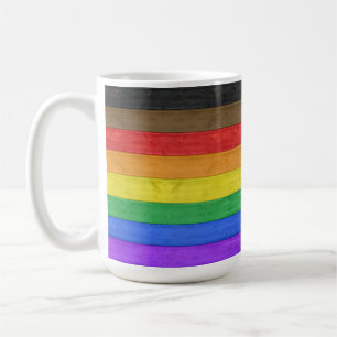 Taza De Café La bandera del orgullo gay inclusivo de SlipperyJo