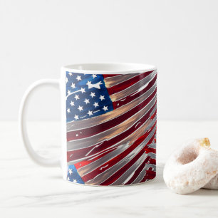 Taza De Café La bandera estadounidense azul blanco tira estrell