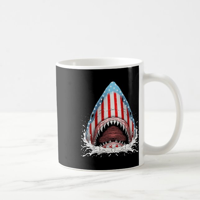 Taza De Café La Bandera Estadounidense De Tiburón Graciosa Jaws (Derecha)