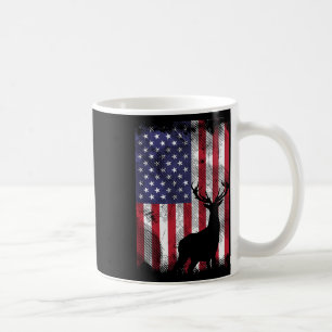 Taza De Café La Bandera Estadounidense Deer Elk Hundiendo A Pat
