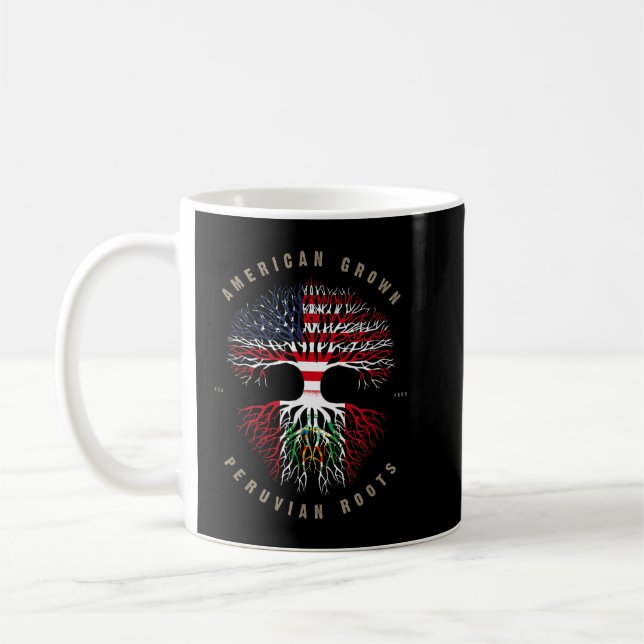 Taza De Café La bandera peruana de los estadounidenses crece en (Izquierda)