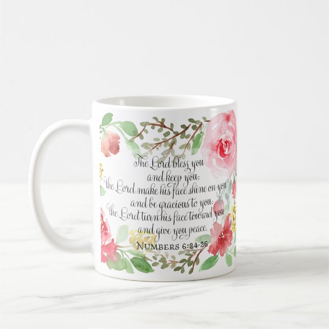 Taza De Café La bendición | Arte de escritura | Números 6:24-26 (Izquierda)