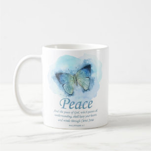 Taza De Café La Biblia Cristiana Femenina Verse Butterfly:Paz