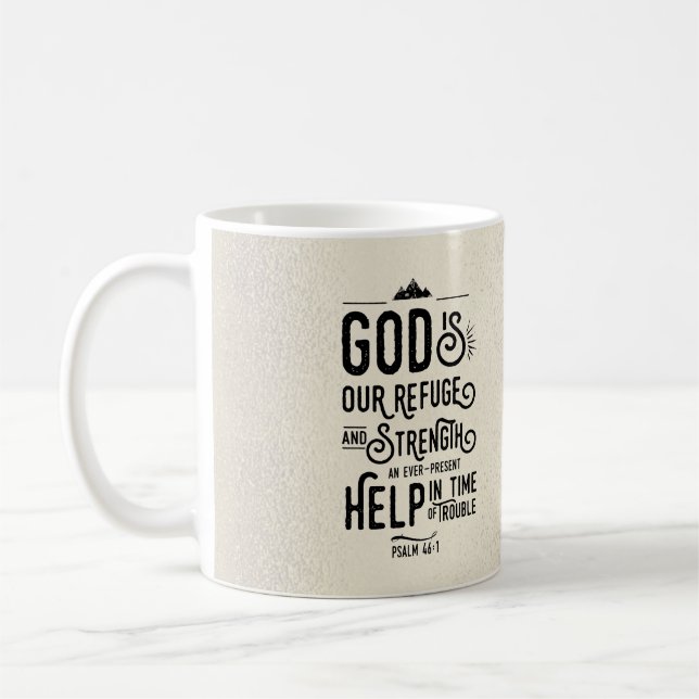 Taza De Café La Biblia Cristiana Verse Dios es nuestro Refugio (Izquierda)
