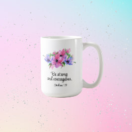 Taza De Café La Biblia Cristiana Verse Ser Fuerte Y Valiente Fl