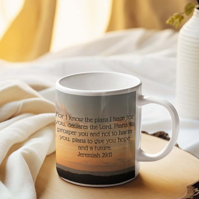 Taza De Café La Biblia inspiradora contra Jeremiah 29:11 Amanec (Subido por el creador)