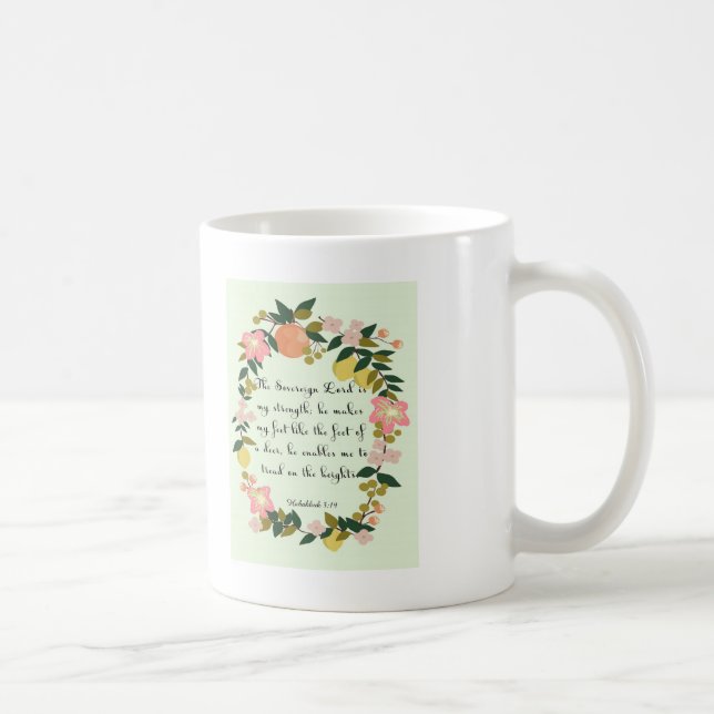 Taza De Café La biblia versifica el arte - 3:19 de Habakkuk (Derecha)