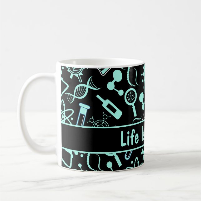 Taza De Café la bioquímica azul acuática moderna es compleja (Izquierda)